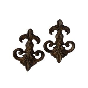 Vintage Cast Iron Fleur De Lis Design Wall Decor Set of 2